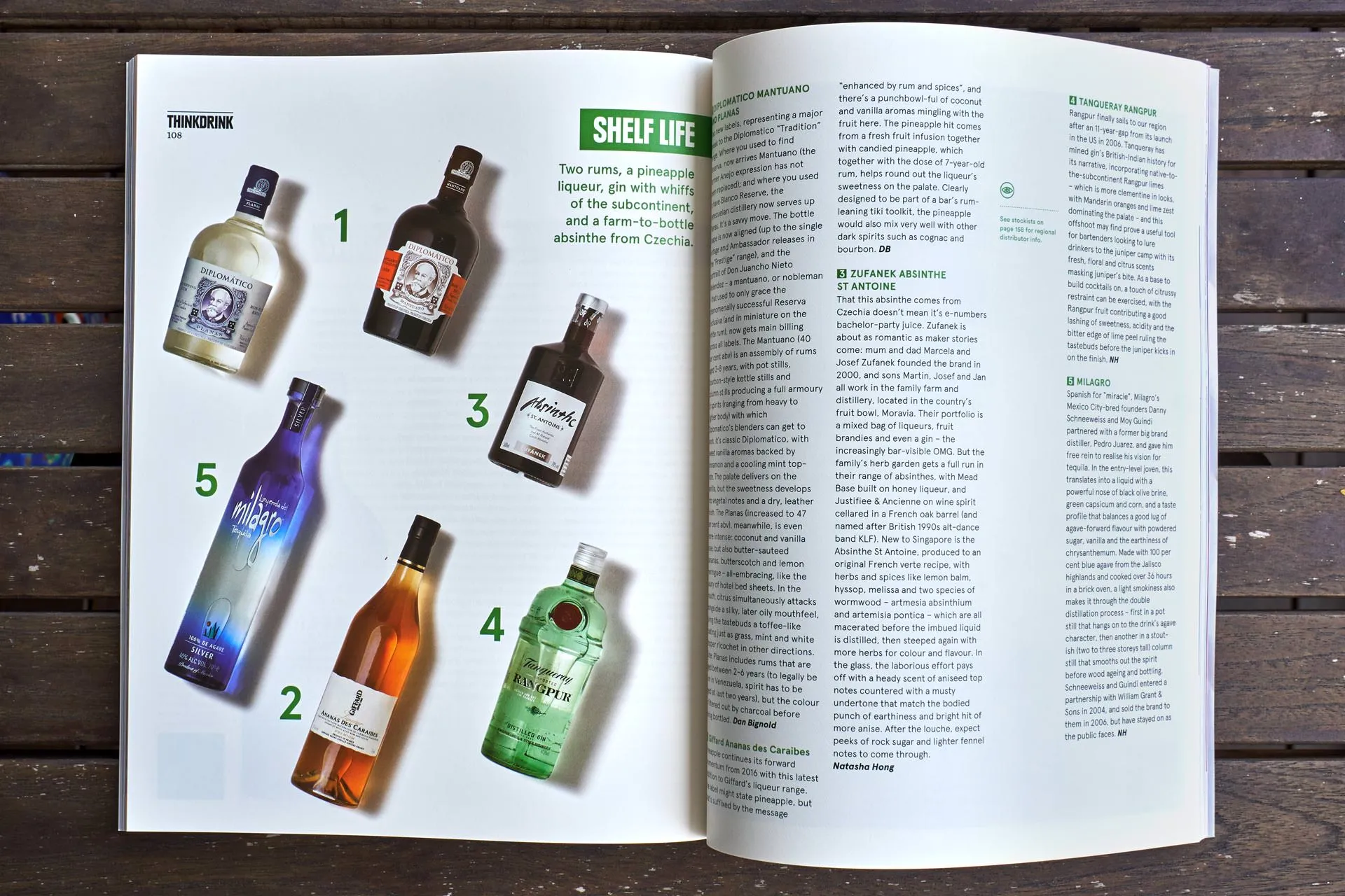 Spirits editorial spread with bottle lineup and magazine layout — Drink Magazine Asia product photography